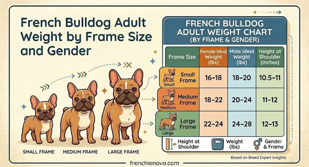 French Bulldog Adult Weight by Frame Size and Gender