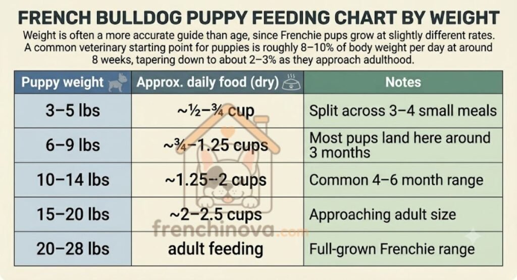 French Bulldog Puppy Feeding Chart by Weight & Age (2026) - Frenchie Nova