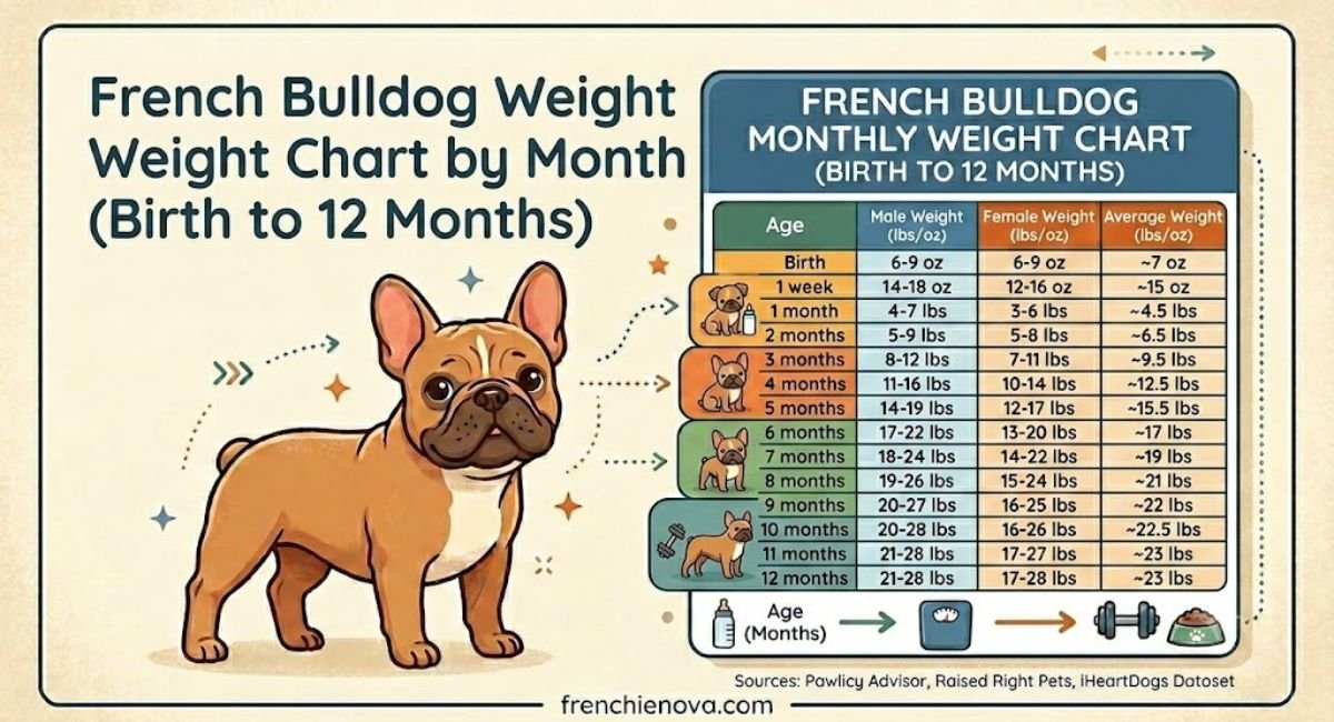 French Bulldog Weight Chart by Month (Birth to 12 Months)