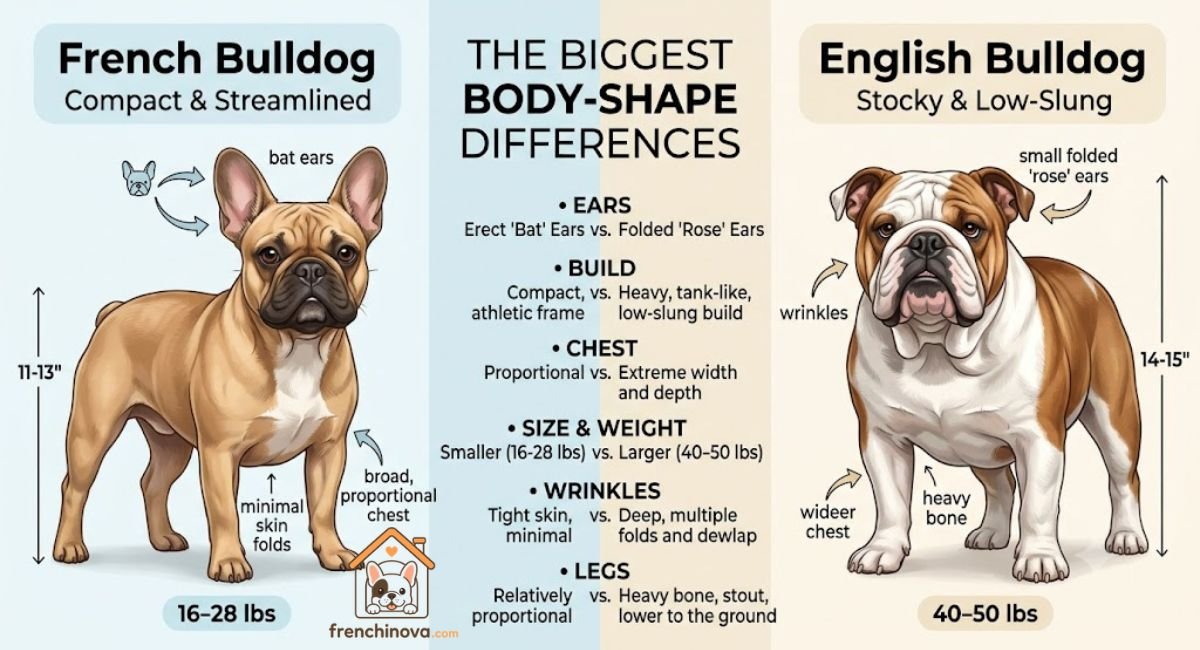 Frenchie vs. English Bulldog: The Biggest Body-Shape Differences