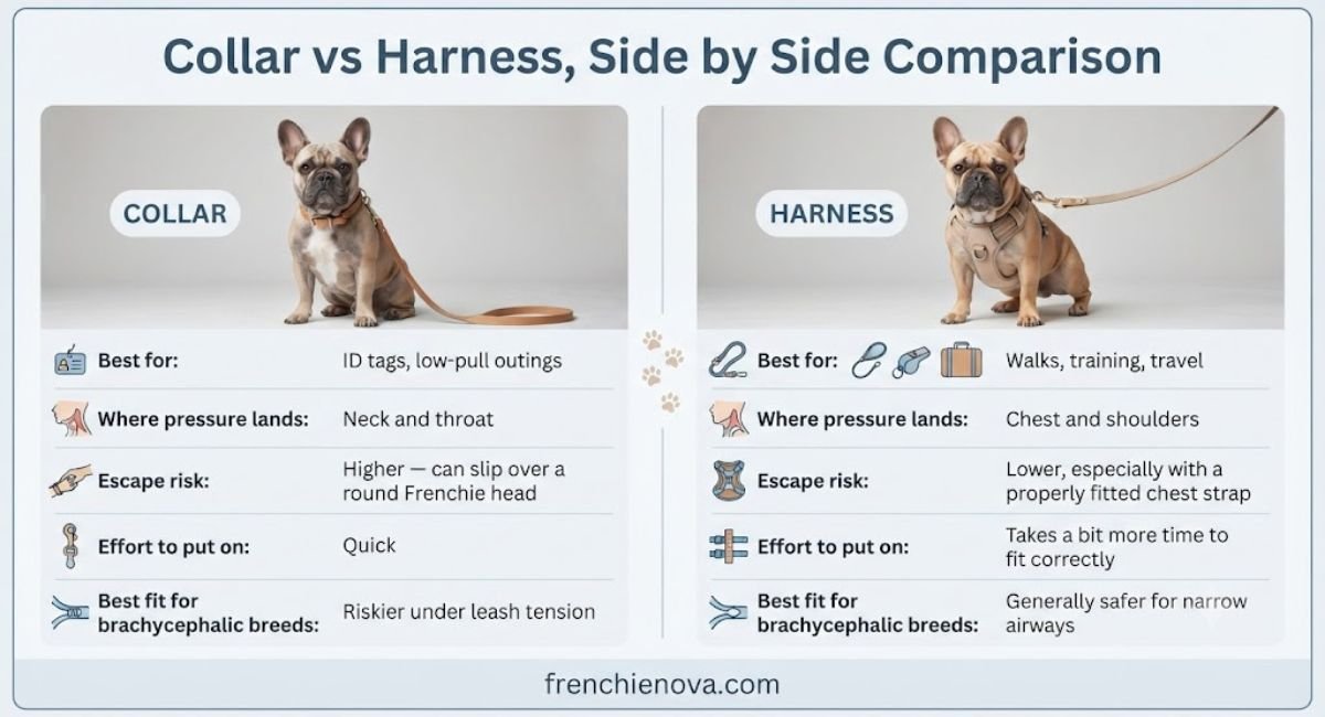 Collar vs Harness for French Bulldogs: A Side by Side Comparison