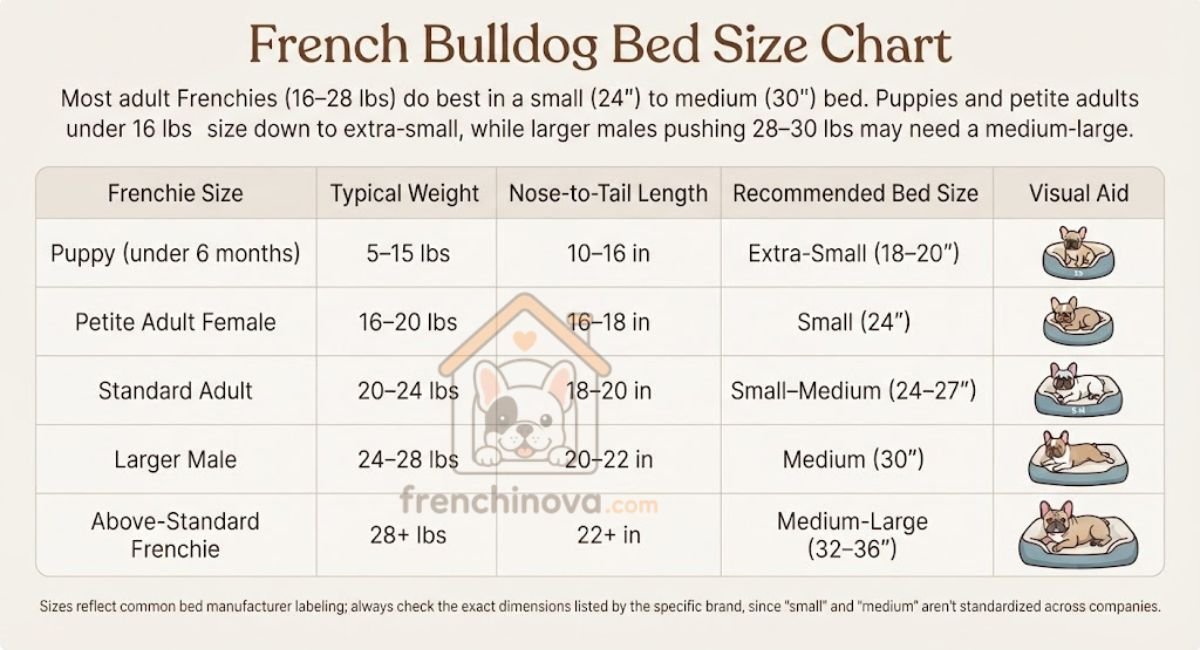 French Bulldog Bed Size Chart