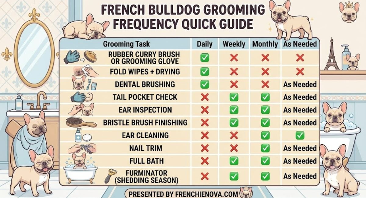 French Bulldog Grooming Frequency Quick Guide