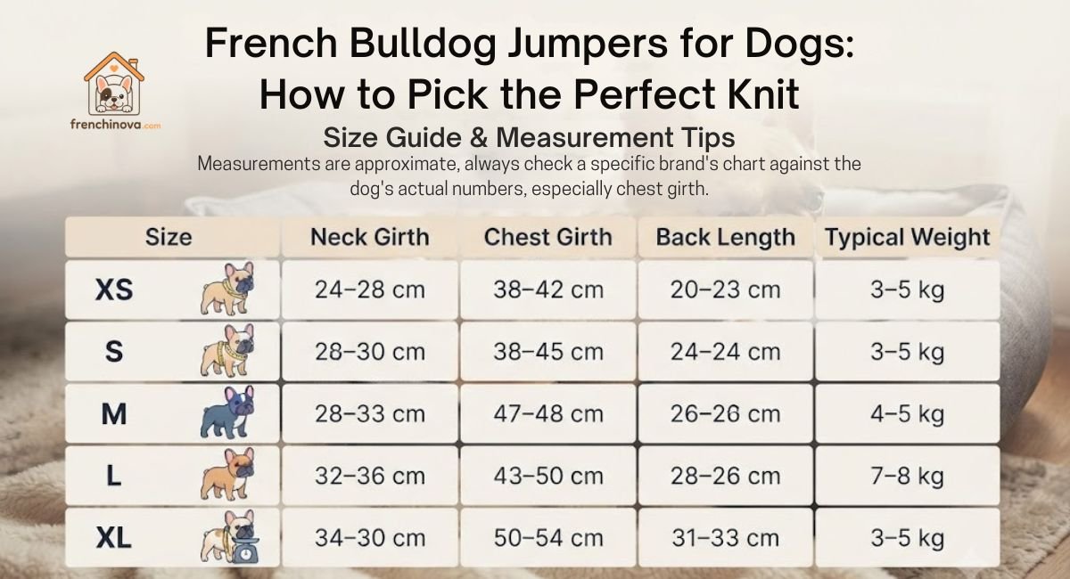 French Bulldog Jumpers for Dogs Size Guide & Measurement Tips
