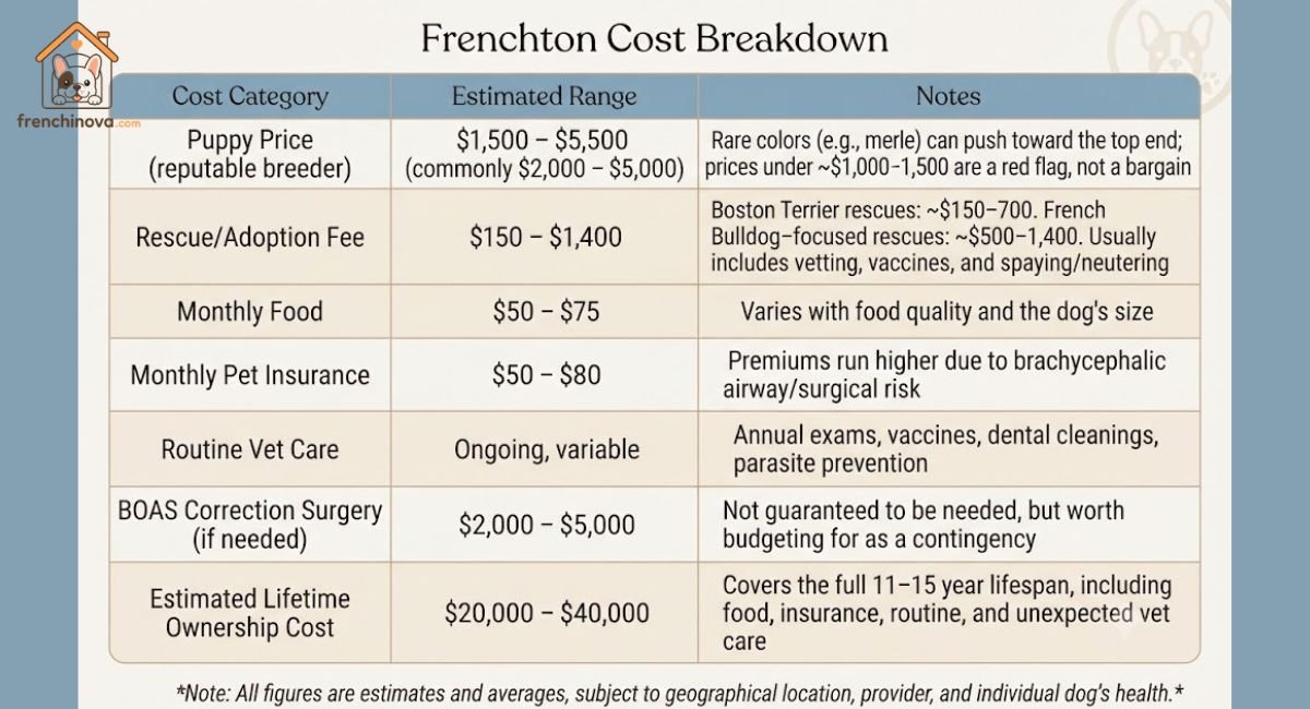 Frenchton Cost Breakdown
